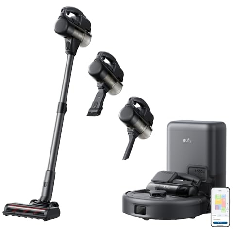 eufy Robot aspirateur 3-en-1 E20, autovidage, 30 000 pa Max, système de Filtration à 5 Niveaux, Charge Rapide, contournement des Obstacles, Pro-Detangle Comb, pour Tapis, endroits étroits, escaliers.