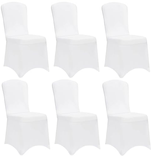 DETEX 6X Stuhlhussen für Stühle ohne Armlehnen Weiß ÖkoTex