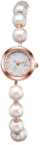 OIDEA Relojes de Cuarzo Analógicos para Mujer: Reloj de Pulsera de Correa de Perlas de Escala Graduada con Puntos de Redondo Regalos para Mamá Y Novia