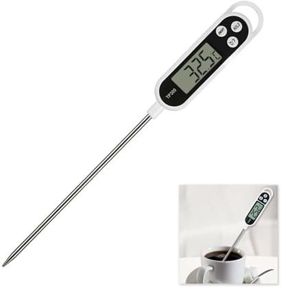 Termometro da cucina digitale, termometro da cucina, display LCD e coperchio protettivo, termometro alimentare per barbecue, barbecue, acqua, zucchero, latte, olio, uso in cucina, sensore in acciaio