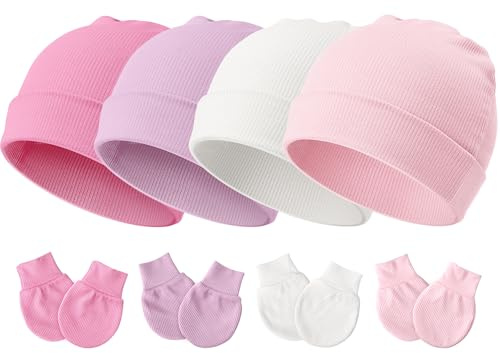 DRESHOW Bebé Gorro y Guantes para Bebé Recién Nacido Bebé Beanie Sombrero para Bebés Niños Gorros