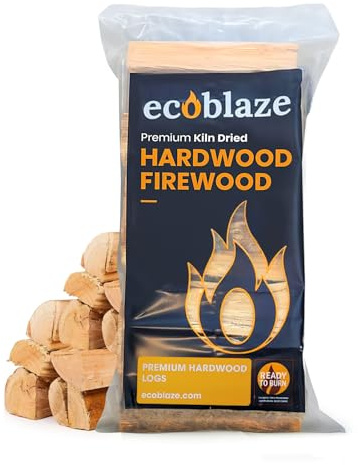Ecoblaze Kiln Dried Firewood Logs 8.5kg Bag, Fire Logs, Firewood, Kindling Wood, Fire Pits & Pizza Oven Wood - High Heat Log For BBQ, Hardwood Woods for Wooden Burner - Eco-Friendly and Sustainable