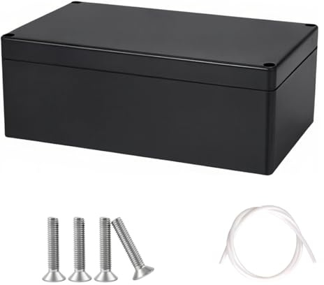 Kopplingsdosa vattentät, elektronikhölje plast, ABS-kabelhölje distributionsbox, dammtät väderbeständig, för gör-det-själv grendosa, 200 x 120 x 75 mm, svart