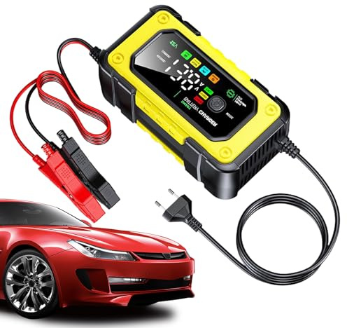 Cargadores De Baterías De Coche | Cargador De Batería 12V Y 7A para Automóvil | Dispositivo Inflador con Pantalla LCD A Color para Vehículos Marina Camión Garaje | para Uso En Exteriores Y Taller