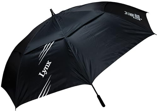 Lynx Black Double Canopy Golf Umbrella, Large Windproof & Rainproof Strong Umbrella with Durable Construction & Wide Coverage for All-Weather Play