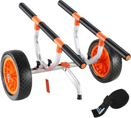 SHENJMAI Carro de Kayak Carrito for Kayak de 204 kg, Desmontable, con Ruedas 30 cm y Ancho Ajustable for Tablas Paddle Surf, flotadores Botes