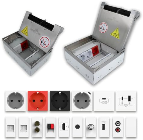 Depósito de suelo de acero inoxidable sin bordes, tapa retráctil, para suelo hueco y pavimento (depósito de suelo 210)