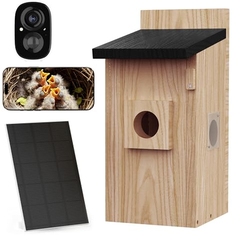 TWOPOINT Nichoir à Oiseaux Extérieur avec Caméra 4MP - Maison pour Oiseaux avec Caméra Solaire, Observation en Direct de la Nidification, Étanche IP65, WiFi 2.4G, Kit de Montage DIY