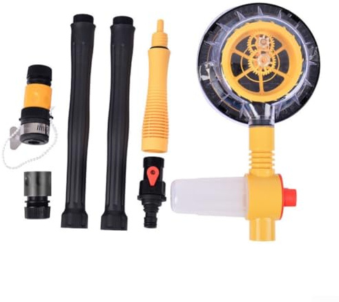 Kit de cepillo de lavado de coche con rotación automática de 360 grados y fregona de lavado de alta presión, incluye mango largo para limpiar varias superficies de vehículos