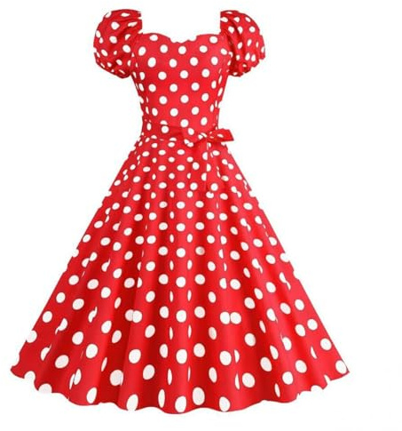 Rockabilly, abito da donna a pois, stile vintage anni '50, abito da coctail, elegante, abito da sera, stile retrò, a pois, per feste, lunghezza al ginocchio, per il tempo libero