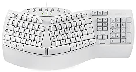 Perixx PERIBOARD-512 Teclado ergonómico Full Size con Cable USB - Diseño Dividido - Blanco - QWERTY Español