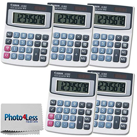 Canon LS-82Z Handheld Basic Calculator - Value Bundle (5 Pack)