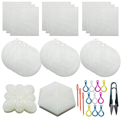 Allazone 52 Stück Plastic Canvas Kreuzstich Stoff Kunststoff Mesh Canvas Sheets Kreuzstich Kunststoff Baumwolle Stoff für Stickerei, Stricken und Häkelprojekte