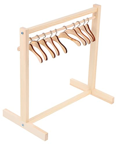 Milisten Puppenhaus Kleiderständer Mit Holz Kleiderbügel Set Für Puppenkleidung Organisation Und Aufbewahrung Kinderzimmer Mini Möbel 12 Zoll