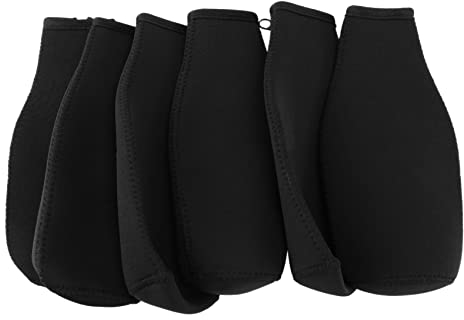 Paquete de 6 manguitos enfriadores de botellas de cerveza para mantener la bebida fría funda de manga aislada de neópreno extrgruesa con cremallera negra