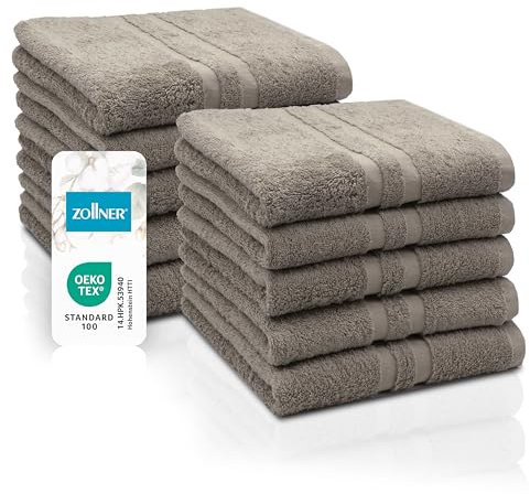 ZOLLNER 10er Set Handtücher in 50x100 cm, Baumwolle, Hotelqualität, Fango