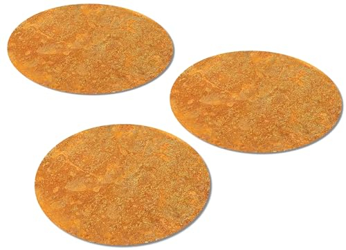 Trittplatte, Wegplatte Garten Rund Ø 30 cm Cortenstahl Gehwegplatte für Rasen flach (3 Stück)