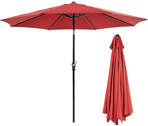 DUMOS Sonnenschirm UV Schutz Abdeckung Kurbel Knickbar Alu Rund Balkon Terrasse Garten Balkonschirm Kurbelschirm Marktschirm