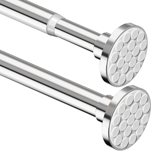Aiitomg Gardinstång utan borrning, utdragbar teleskopisk klädstång, duschdraperistång, extra längd, teleskopstång, gardin för badrum, sovrum, silver (85-155 cm Φ32 mm)