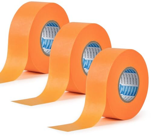 Ruban de Masquage pour Peinture 50m x 30mm OctBird 3 Rouleaux Ruban Adhésif pour Surfaces Délicates, Peinture Intérieure, Décoration, Bricolage,Rénovation