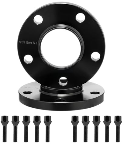 GEARMONSTER Allargamenti scartamento ruote 2x15mm Set di Distanziali LK: 5x120mm NLB:72.6 con 10 bulloni per ruote M12x1.5mm 45mm Allargamenti scartamento per BMW E46 E60 E92