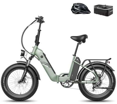Fafrees Elcykel hopfällbar cykel, 20 tums Fat Tire dubbelbatteri 20,8 Ah, 998,4 Wh batteri, räckvidd 95–160 km, hopfällbar cykel, e-cykel män kvinnor, 7S lagervikt 150 kg, FF20 Polar (grön)
