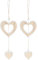 MBAIYO 2 Stück Herz Deko Holz Anhänger, Hängende Holz Dekoherz Fensterdeko Dekoanhänger Natur Weiß Holzherz Hängedeko Skulptur Dekoherz Dekohänger Geschenk für Hochzeit Wandbehang Dekoration