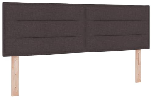 vidaXL Estructura de Cama con Cabecero Bajo En Marrón Oscuro | Diseño Moderno de Madera y Tela Ajustable 160 cm de Fácil Montaje Ideal para Comodidad en Dormitorios de Adultos