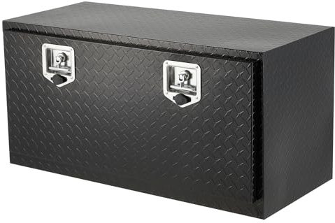 GarveeTech Underbody Truck Box,36 in Pickup Storage Box,Heavy Duty Aluminum Diamond Plate Tool Boxes with Lock and Keys,Waterproof Trailer Storage Box with T-Handle Latch for Truck,Van,Trailer,Black