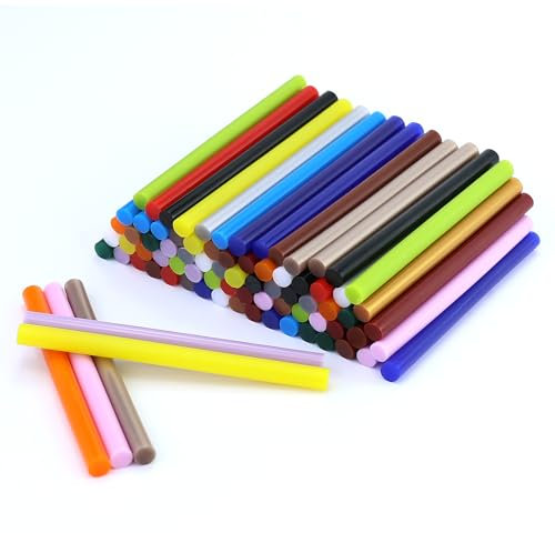 88 Bâtonnets de colle de couleur, 7 x 100 mm, Hot Melt Bâtons de Colle pour pistolet à colle chaude de 7 mm, 16 couleurs