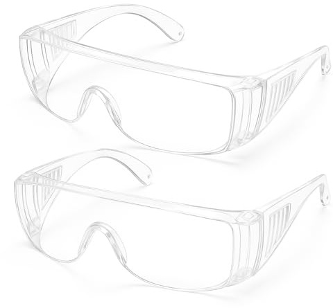Lemag srl 2 Pezzi – Occhiali Protettivi da Lavoro Trasparenti Antigraffio – Lenti in Policarbonato Resistenti, Protezione Occhi da Polvere e Schegge – Leggeri e Comodi, DPI Certificati