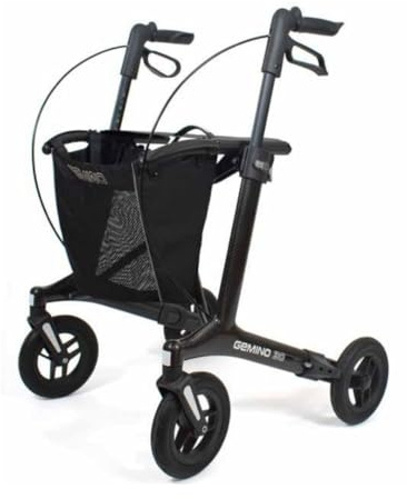Sunrise Medical Gemino 30 Carbon Comfort Rollator, 5,6 kg, Softbereifung, 150 kg Belastbar, Schwarz
