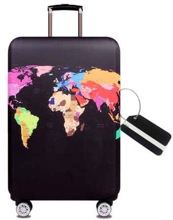 MosaiRudo Spessore Elastico Coperture per Valigie Applicare alla 18 ''-32 ''Valigie, Viaggio Luggage Trolley Case Suitcase Luggage Cover Protector (Map, S)