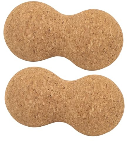 PENIKOKO 2 Piezas Bola de Masaje de Corcho para Fascia Doble Unidades Herramienta Portátil para Terapia de Profundo y Recuperación Muscular para Espalda Cuello y Pies