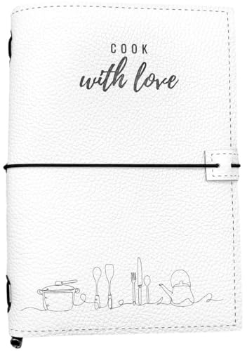 Il mio ricettario da scrivere con copertina Personalizzabile in pelle | In stile Midori, Formato A5, contiene 3 quaderni per scrivere le tue ricette | Idea regalo per nonna, mamma, amiche e amici