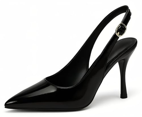 Zapatos De Tacón Stiletto Negros Mujer Punta Elegante para Fiesta Y Oficina (Negro, 270=ES-44)