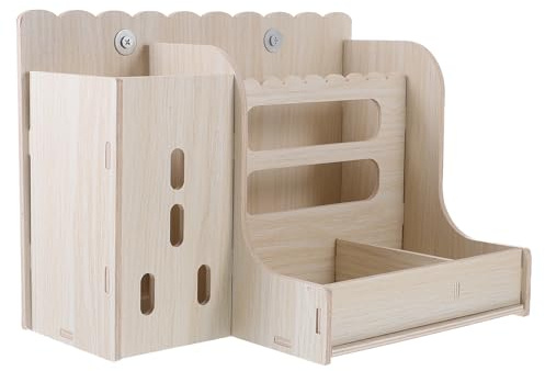 SHINEOFI Comedero para Conejos de Madera, Soporte Resistente para Heno y Alimento, Dispensador Multifuncional para Cobayas y Animales Pequeños, Estante Estable para Jaula, Fácil Limpieza