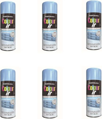 HOCHSTE Colour It Sky Blue Quick Drying Paint, Multi-Surface, Gloss Finish, Smooth Coverage, Durable, Rust-Resistant, Long-Lasting, Ideal for Doors, Gates, Railings & Furniture, 400ml, (Pack of 6)
