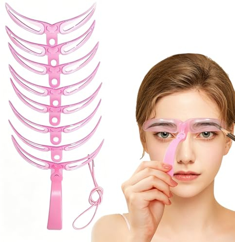 ZORTVUL 8 Pezzi Stencil Sopracciglia Riutilizzabile Principianti Rosa