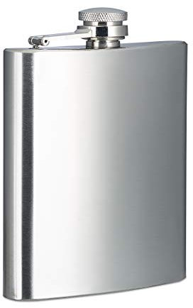 Relaxdays Flachmann 200 ml, Edelstahl, 7 oz, Taschenflachmann mit Schraubverschluss, silber, 1 Stück