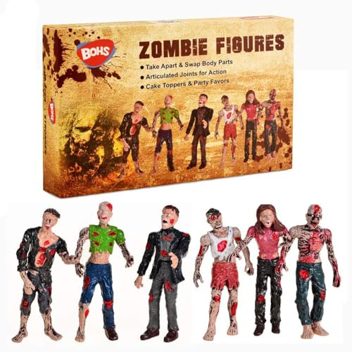 BOHS Zombie Figuras de acción Juguetes - Modelo en Miniatura de articulaciones articuladas - 4 Pulgadas - Paquete de 6 (ZF716,Zombie)