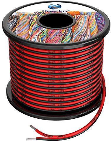 Haerkn 22 awg Silicone Electrical Wire Cable 2 Cores 100ft Spool