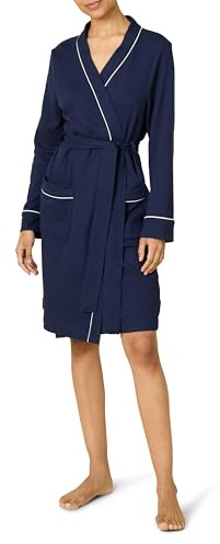 Amazon Essentials Women's Lightweight Waffle Mid-Length Dressing Gown (Available in Plus Size), Navy, L