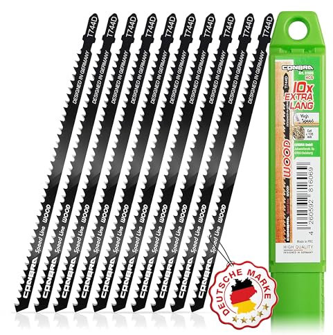 CONBRA® Stichsägeblätter Holz (10x T744D lang im Set) - extra lange Stichsägeblätter in Kunststofhülle - Sägeblatt kompatibel mit Bosch PST 700 E, Bosch GST 150 BCE & weiteren Marken