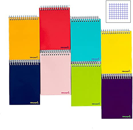 Liderpapel Quaderno spirale tasca ottavo smart copertina morbida 80h 60 g quadro 4 mm colori assortiti