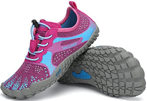 SAGUARO Barfußschuhe Kinder Badeschuhe Mädchen Trekkingschuhe Jungen Traillaufschuhe Atmungsaktiv Laufschuhe Schnell Trocknend Aquaschuhe Rot A Gr.35