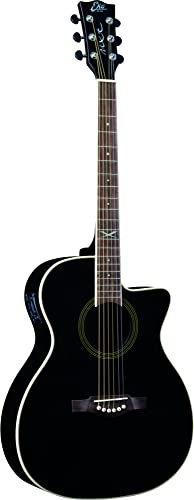 Eko GUITARS - NXT A100CE SEE THROUGH BLACK, Chitarra Acustica Top in Abete, Fasce e Fondo in Mogano, Tastiera in South American Roupanà, Dreadnought Cutaway, Colore Nero