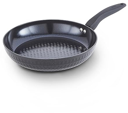 Tower T900136 Diamo 28cm Frying Pan with Black Diamond Ceramic Non-Stick Coating & Softtex Handle, Aluminium, Black