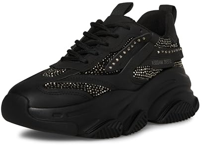 Steve Madden Women's Possession Sneaker, Black Rhinestone, 5