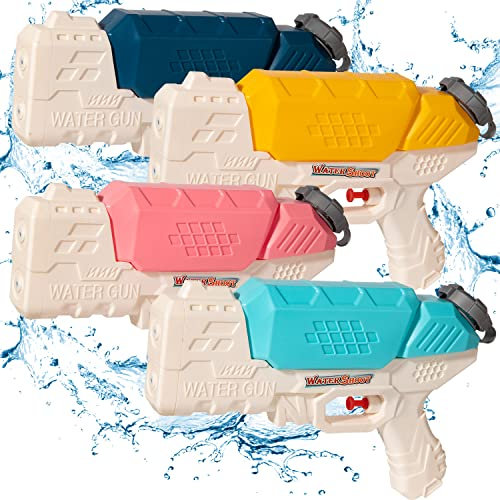 AGAKY Wasserpistole,4 Stück Wasserspritzpistole Set,Wasserpistolen für Kinder Doppelter Spritzpower Pump Funktion,Wasserpistole Groß Kapazität 450ml Vierfarbig,Geeignet für Garten, Schwimmbad, Strand